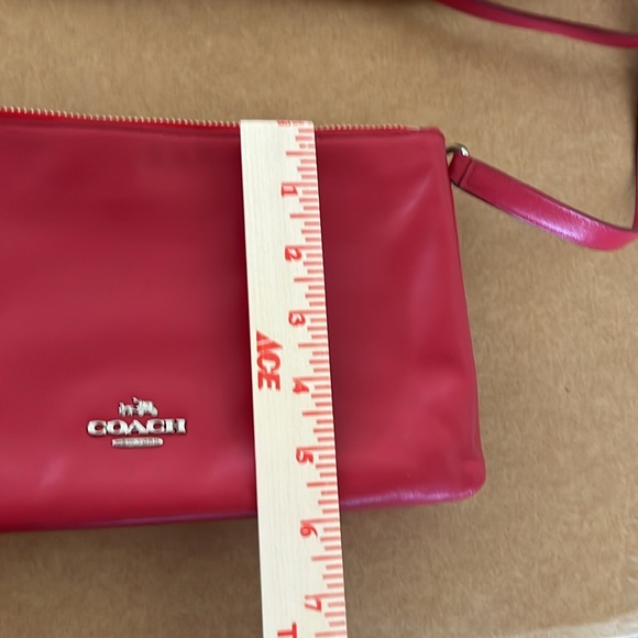 Coach Smith Crosby Red Silvertone Hardware Double Zip Leather Crossbody - Picture 10 of 16